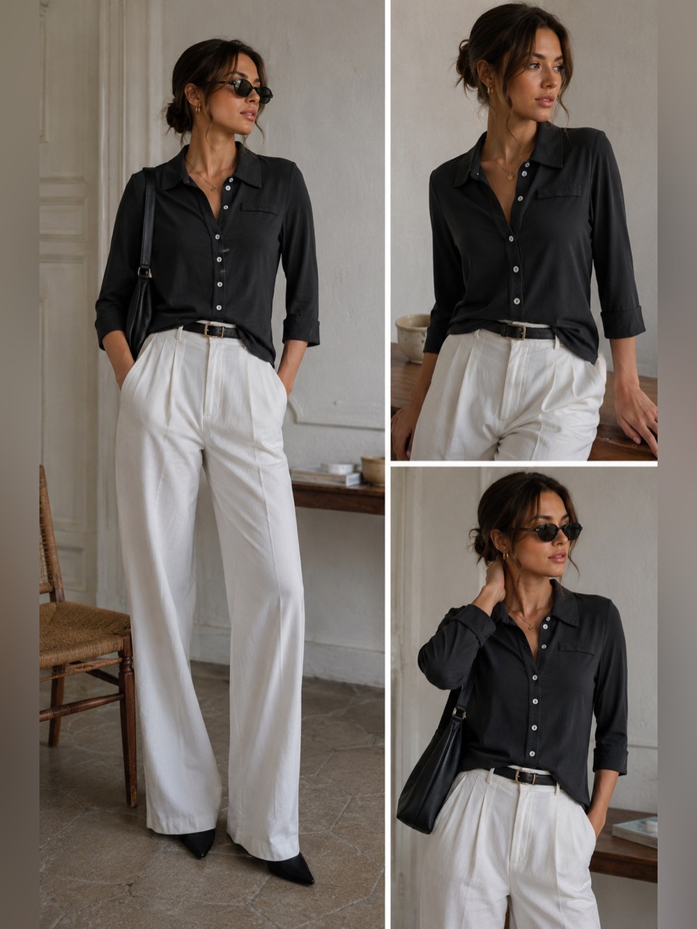 Althea Women’s No Wrinkles Blouse Button Down Shirt Black Size M See Description